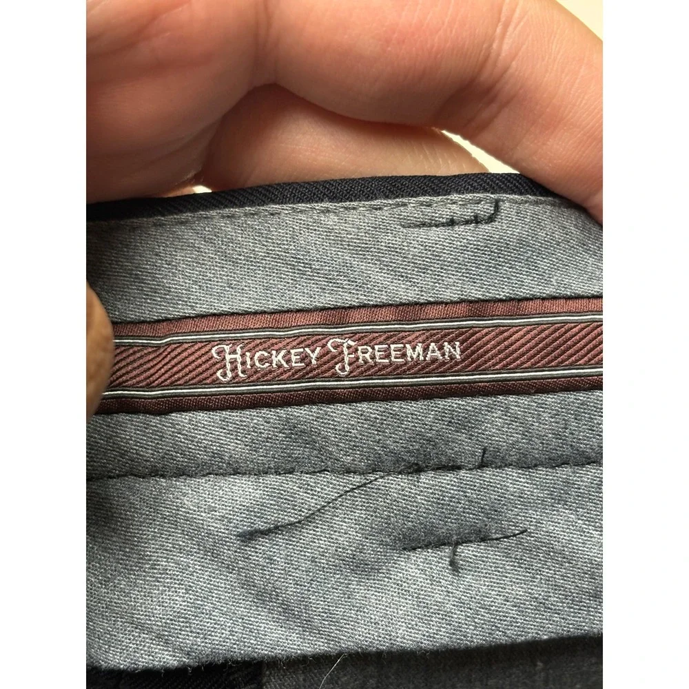 Hickey Freeman x Loro Piana Pinstripe Suit Navy Wool Mens 44R W36 L27 USA
